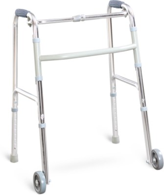 FLAMINGO Classic Walker with Castors - Lightweight, Foldable, & Height Adjustable Walking Stick