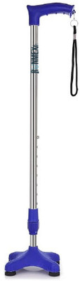 RUNMEX 4 Leg Blue PVC Lightweight & Height Adjustable Men/Women/Old Walking Stick Walking Stick