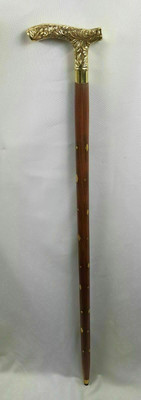 woodan craft ANTIQUE STYLE VICTORIAN BRASS HEAD HANDLE WOODEN WALKING STICK CANE VINTAGE GIFT Walking Stick