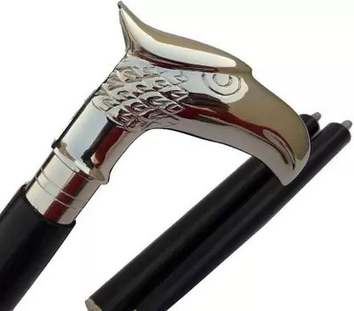 Nagina Wood Creation Antique Eagle Twist Walking Cane Wooden Walking Stick Silver Black Brass Walking Stick