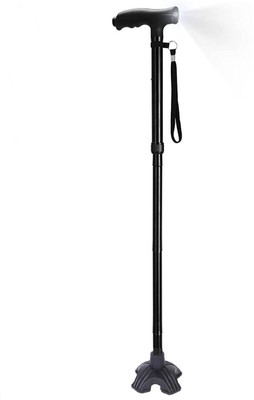 MCP Halo-01 Series Big Shoe Quadripod with LED Light Black Walking Stick