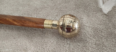 Global Handicrafts nautical brass Globe brown wood walking stick Walking Stick