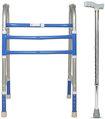 kgn surgical Portable Light Weight Height Adjustable Foldable Walker for Adult Patients Walking Stick