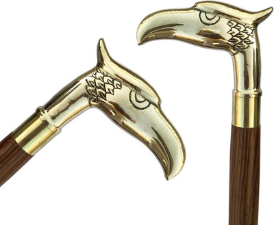 GLOBALCRAFTS Handmade Design Brass Wooden Walking Stick with Brass Handle Stylish Walking Walking Stick