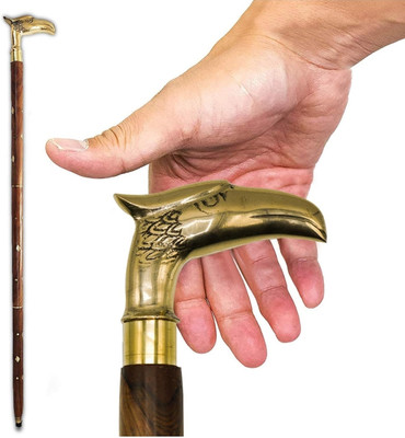 RanaCreation Wooden walking 3fold brown eagle handle stick Walking Stick