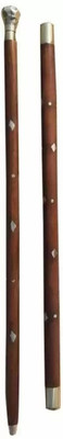 Hithika creation Wooden Walking Ruler with Brass Work 2 Morning Walk Stick Combo-23 (Wooden) Walking Stick