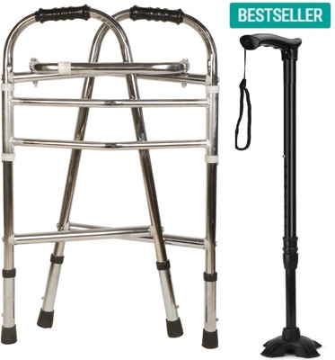 CLASORA CROME WALKER WITH STICK BLACK NEW DESIGN Walking Stick