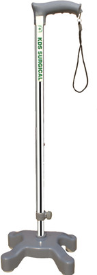 KDS SURGICAL 4 Leg Quadripod Chrome Grey Height Adjustable With Support Walking Stick