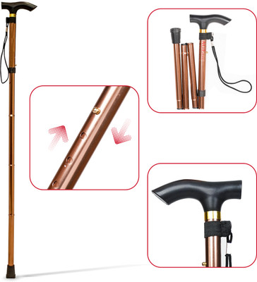 AGEasy Foldable Walking Stick|Adjustable, Anti-Slip, Enhanced Stability, Ergonomic Grip Walking Stick