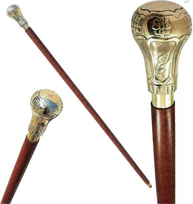Hithika creation Unisex Pakka Sheesham Wood Walking Stick with Brass Handle Design -36IN Walking Stick