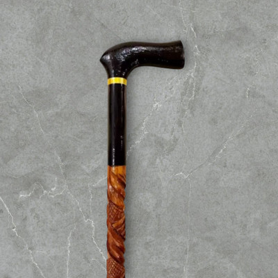 RanaCreation Wooden walking stick in black brown upper base for all people Walking Stick