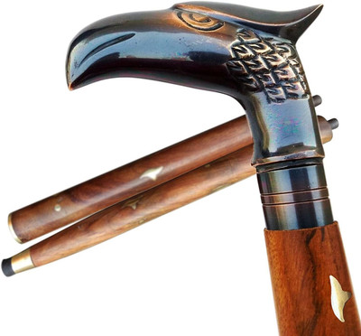 Hasan Handicraft ANTIQUE BRASS HANDLE BRASS SOLID CANES & WALKING STICKS MEN/WOMEN EAGLE DESIGNER Walking Stick