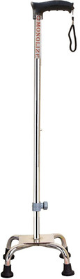 MONOLIZE Surgical 4 Leg Chrome Dori Height Adjustable Men/Women/Old People Patient Walking Stick