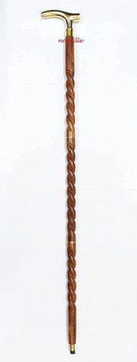 Calvin handicrafts Stylish Wooden Walking Stick Handmade Wooden Cane with Victorian Brass Golden Walking Stick