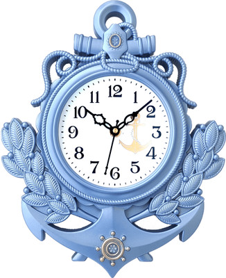 BIG BANG CREATIONS Analog 31 cm X 24 cm Wall Clock(Light Blue, With Glass, Standard)