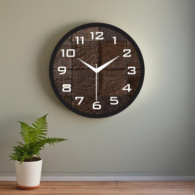 Sirohiya Analog 28 cm X 28 cm Wall Clock(Brown, With Glass, Standard)