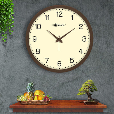 BOSCO Analog 30 cm X 30 cm Wall Clock(Brown, With Glass, Standard)