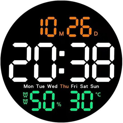 SZELAM Digital 25.5 cm X 25.5 cm Wall Clock(Multicolor, Without Glass, Standard)
