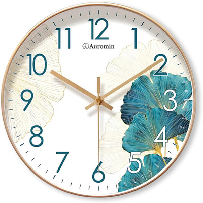 Auromin Analog 30 cm X 30 cm Wall Clock(Blue, With Glass, Standard)