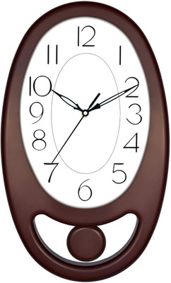 Masstone Analog 40 cm X 24 cm Wall Clock(Brown, With Glass, Pendulum)