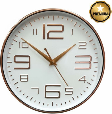 InnoNest Global Analog 10 cm X 30 cm Wall Clock(Gold, With Glass, Standard)