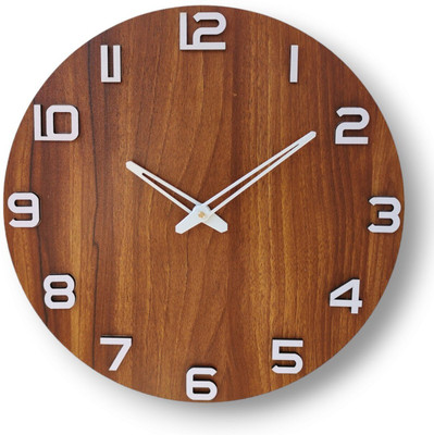 Rudra Analog 30 cm X 30 cm Wall Clock(Brown, White, Without Glass, DIY Clocks)