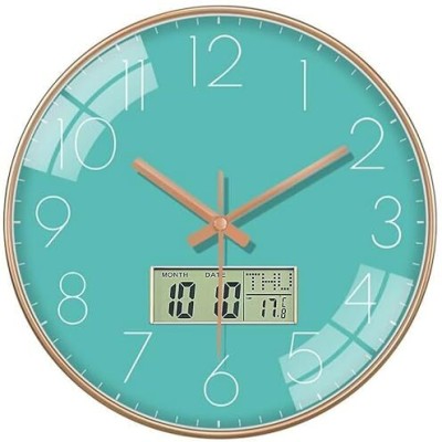 GRACIOUS MART Analog-Digital 29.5 cm X 29.5 cm Wall Clock(Light Green, With Glass, Standard)