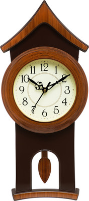 HorseHead Analog 40 cm X 17.5 cm Wall Clock(Brown, With Glass, Pendulum)
