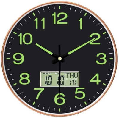 DEEP ENTERPRISE Analog-Digital 30 cm X 30 cm Wall Clock(Black, Green, With Glass, Standard)