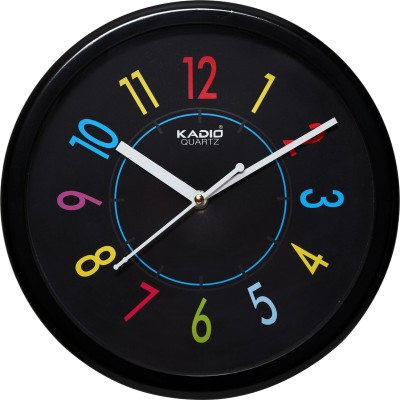 Kadio Analog 24.5 cm X 24.5 cm Wall Clock(Black, With Glass, Standard)