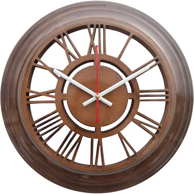 smart art wood carving Analog 30 cm X 30 cm Wall Clock(Brown, Without Glass, Standard)