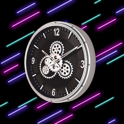 PZOZ Analog 25 cm X 17 cm Wall Clock(Dark Blue, With Glass, Standard)