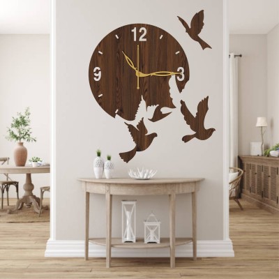 leax Analog 30 cm X 30 cm Wall Clock(Brown, Without Glass, Standard)