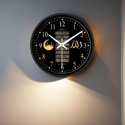 Harmoso Analog 25 cm X 25 cm Wall Clock(Black, White, Gold, With Glass, Standard)