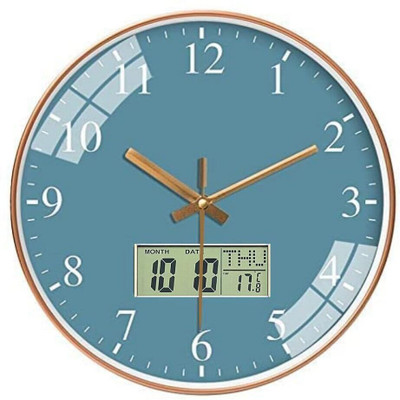 DEEP ENTERPRISE Analog-Digital 30 cm X 30 cm Wall Clock(Blue, With Glass, Standard)
