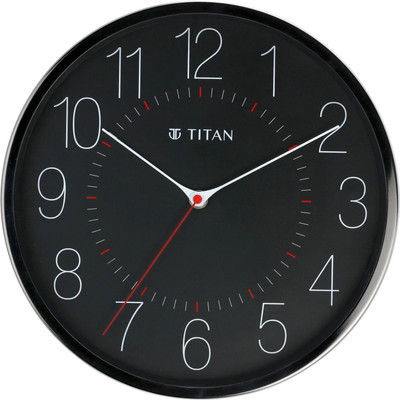 Titan Analog 30 cm X 30 cm Wall Clock(Black, With Glass, Standard)