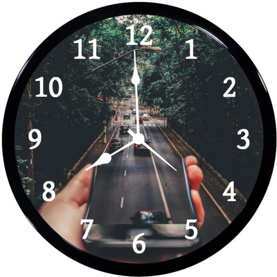 Babawill Analog 28 cm X 28 cm Wall Clock(Black, With Glass, Standard)