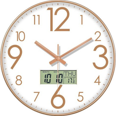 MT BROTHERS Analog-Digital 29.5 cm X 29.5 cm Wall Clock(Multicolor, Gold, White, With Glass, Standard)