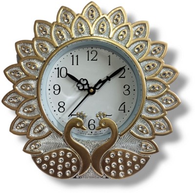 Ghoniya enterprise Analog 24 cm X 24 cm Wall Clock(Gold, With Glass, Standard)