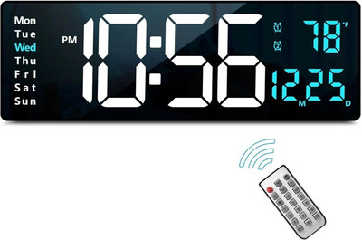 Ankri Digital 13 cm X 38 cm Wall Clock(Black, Without Glass, Standard)