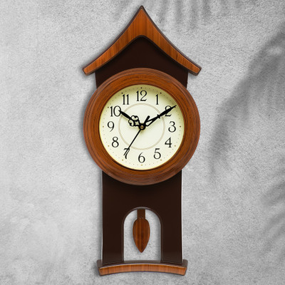 HorseHead Analog 40 cm X 17.5 cm Wall Clock(Brown, With Glass, Pendulum)