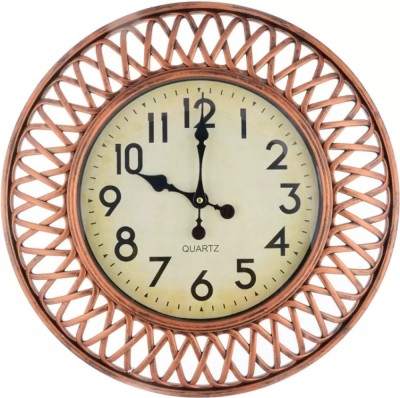 DecorHouse Analog 48 cm X 48 cm Wall Clock(Brown, With Glass, Standard)