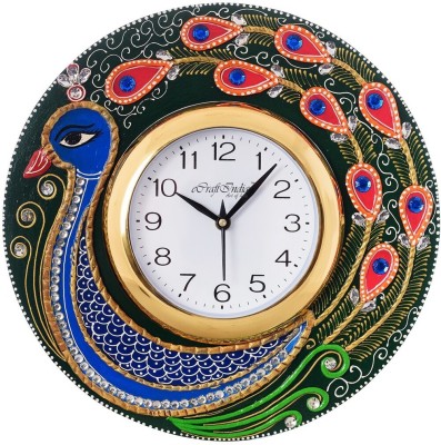 eCraftIndia Analog 30 cm X 31 cm Wall Clock(Blue, With Glass, Standard)