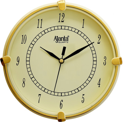 AJANTA Analog 19 cm X 19 cm Wall Clock(Gold, With Glass, Standard)