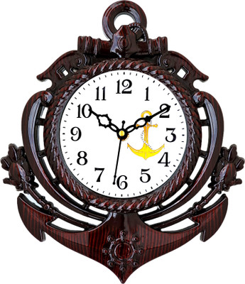 velora creation Analog 25 cm X 22 cm Wall Clock(Black, Brown, With Glass, Standard)