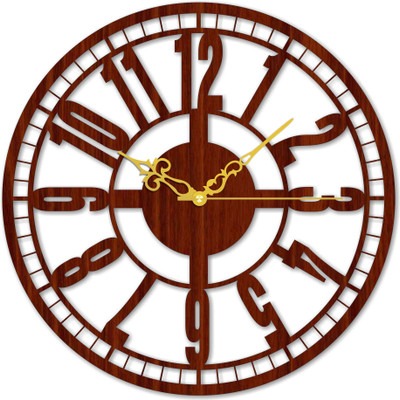 Phonedda Analog 30 cm X 30 cm Wall Clock(Brown, Without Glass, Standard)