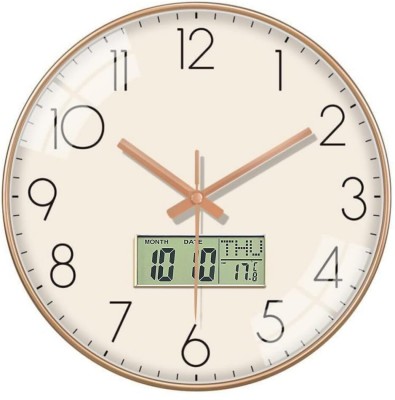 GINOYABROTHERS Analog-Digital 30 cm X 30 cm Wall Clock(Peach, With Glass, Standard)