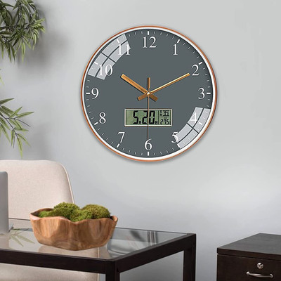 Star Work Analog-Digital 12 cm X 17 cm Wall Clock(Multicolor, With Glass, Standard)