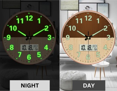 AshandRoh Analog-Digital 32 cm X 32 cm Wall Clock(Brown, With Glass, Standard)