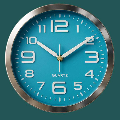 Gangaram creation Analog 21 cm X 21 cm Wall Clock(Silver, Blue, With Glass, Standard)